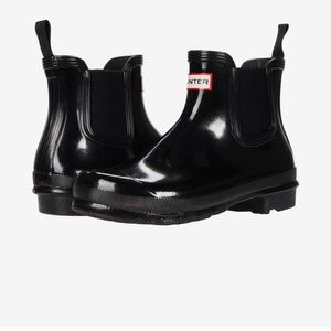 Hunter Glossy Black Chelsea Rain Boots